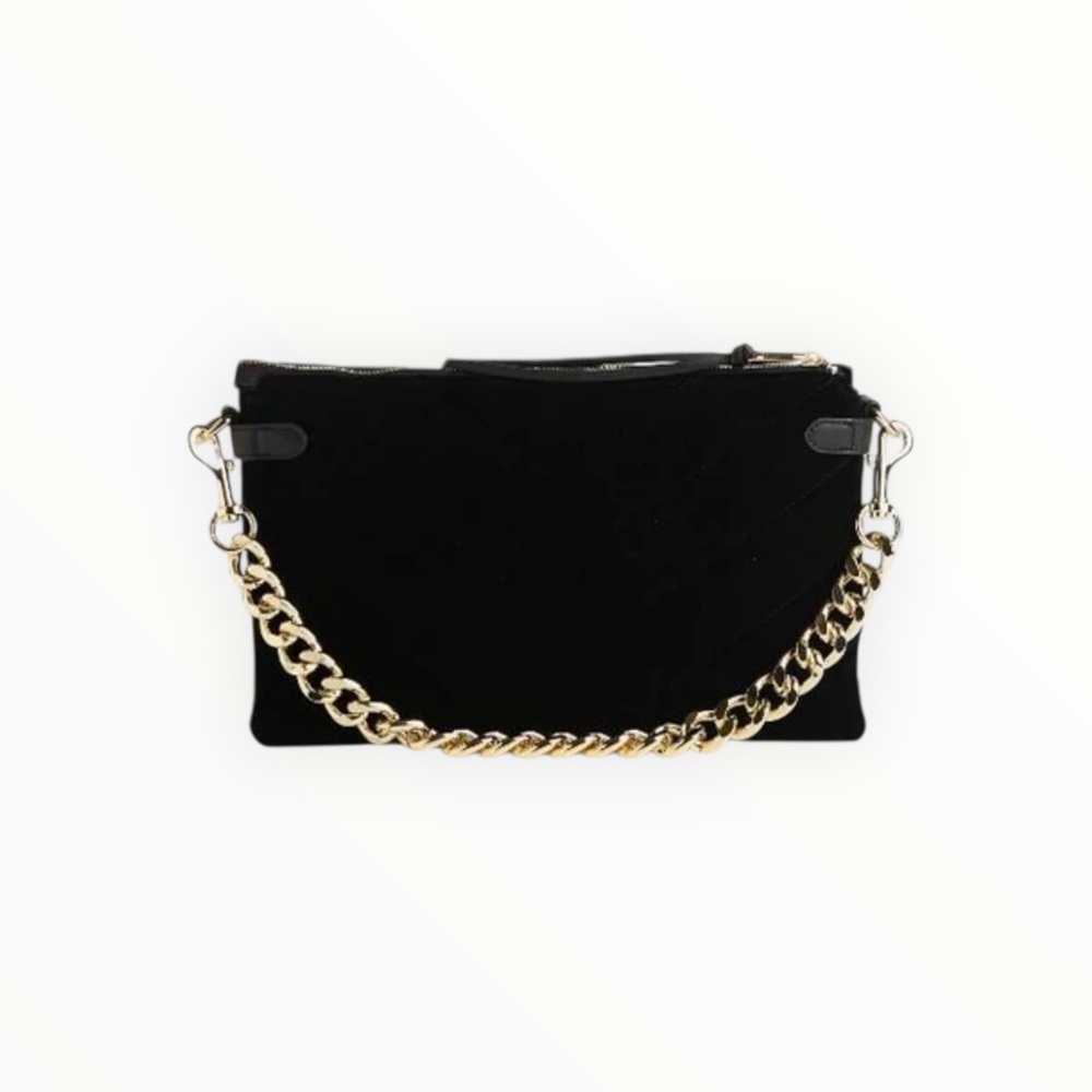 Chic Velvet Black Chain Shoulder Bag - Picture 2 of 8